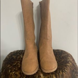Tall light brown boots